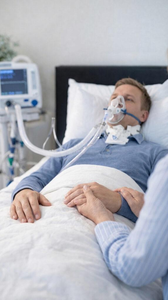 Intensivpflege Patient mit beatmungsgerät